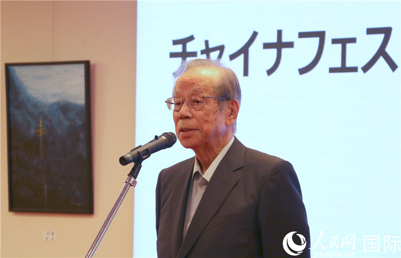 日本前首相福田康夫致辭。人民網 許可攝