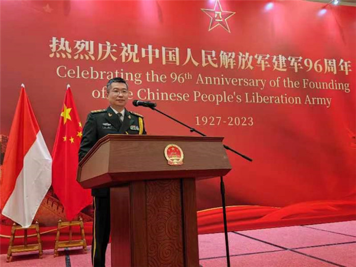 圖為徐勝武官致辭。中國駐印度尼西亞使館供圖