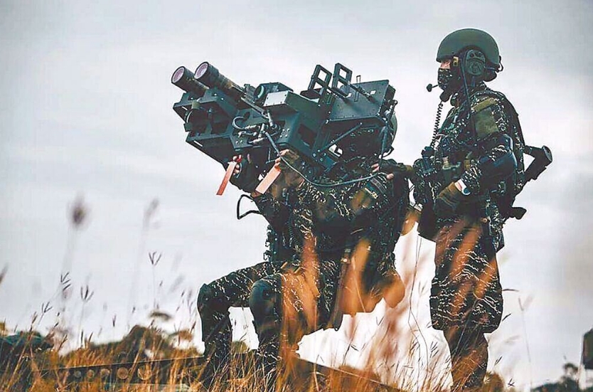 臺(tái)海軍陸戰(zhàn)隊(duì)肩抗“毒刺”導(dǎo)彈發(fā)射器準(zhǔn)備射擊。圖片來源：臺(tái)灣“中時(shí)新聞網(wǎng)”。