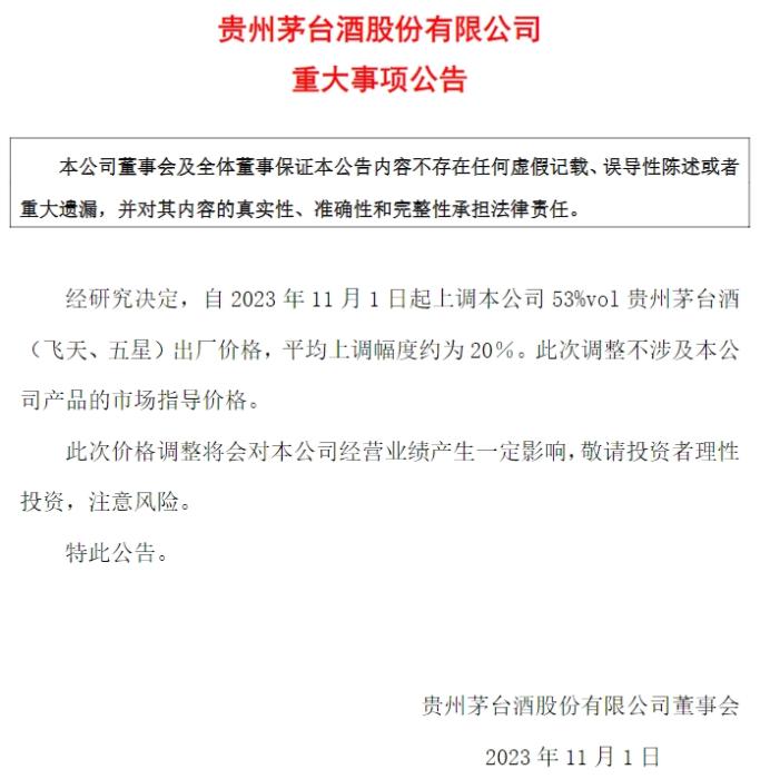 貴州茅臺公告截圖。