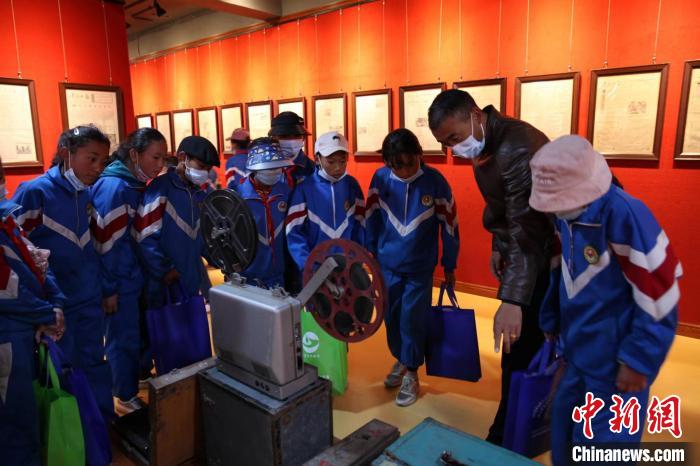 資料圖為玉樹市第四完小學(xué)生參觀鑄牢中華民族共同體意識(shí)主題展?！『F龍 攝