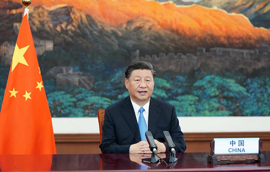 2020年9月22日，國家主席習(xí)近平在第七十五屆聯(lián)合國大會(huì)一般性辯論上發(fā)表重要講話。新華社記者 鞠鵬 攝
