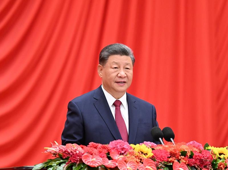 △2024年9月30日，慶祝中華人民共和國(guó)成立75周年招待會(huì)在北京人民大會(huì)堂隆重舉行。習(xí)近平總書記出席招待會(huì)并發(fā)表重要講話。